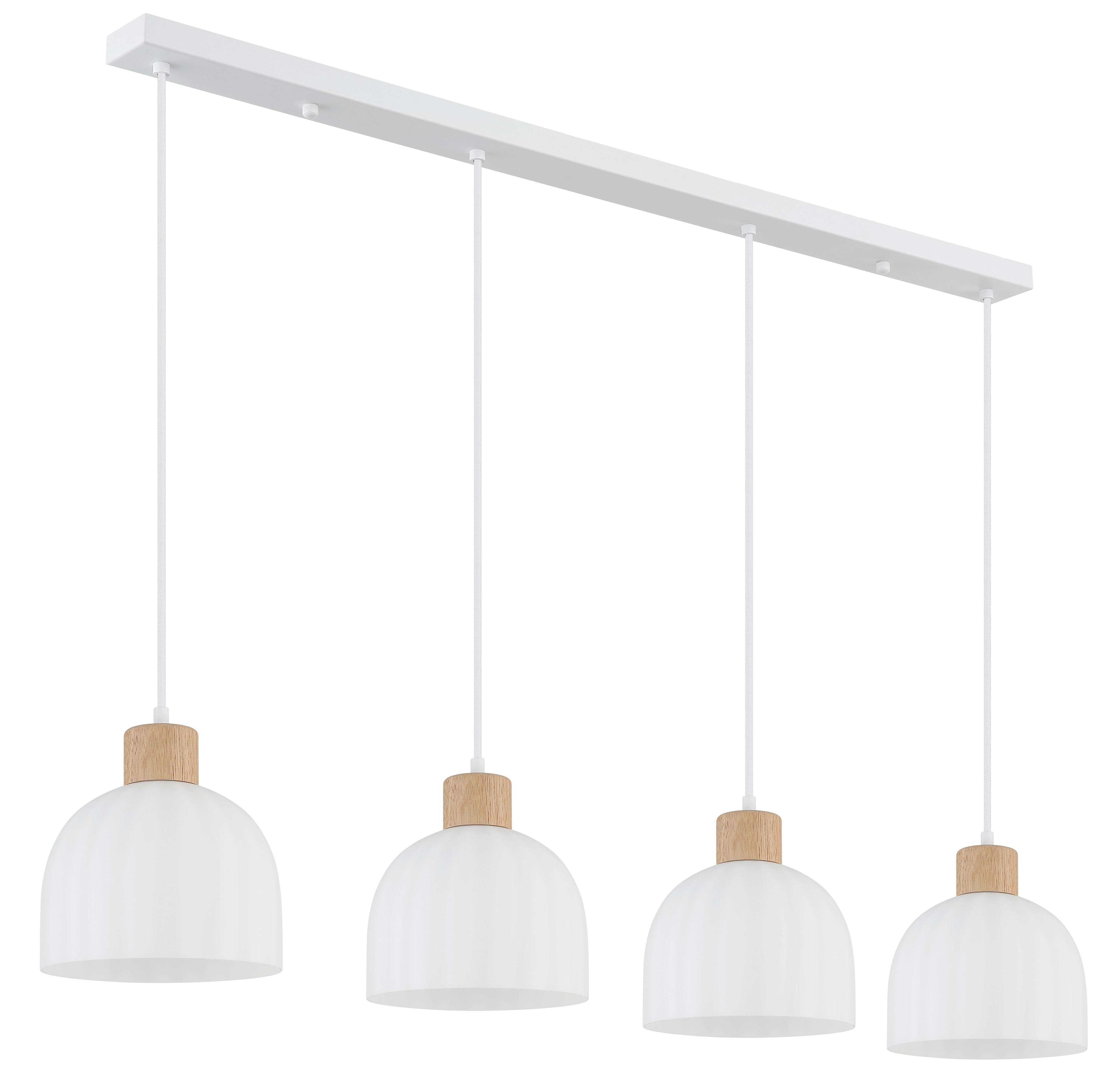 HÄNGELEUCHTE Weiß, Opal, ca. 113x20x120 cm - Opal/Braun, Design, Glas/Holz (113/20/120cm) - Globo