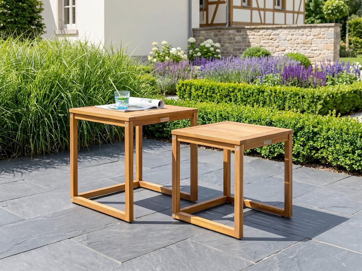 Gartentisch Holz L: 80 cm - Akaziefarben, Basics, Holz (50/50/50cm)
