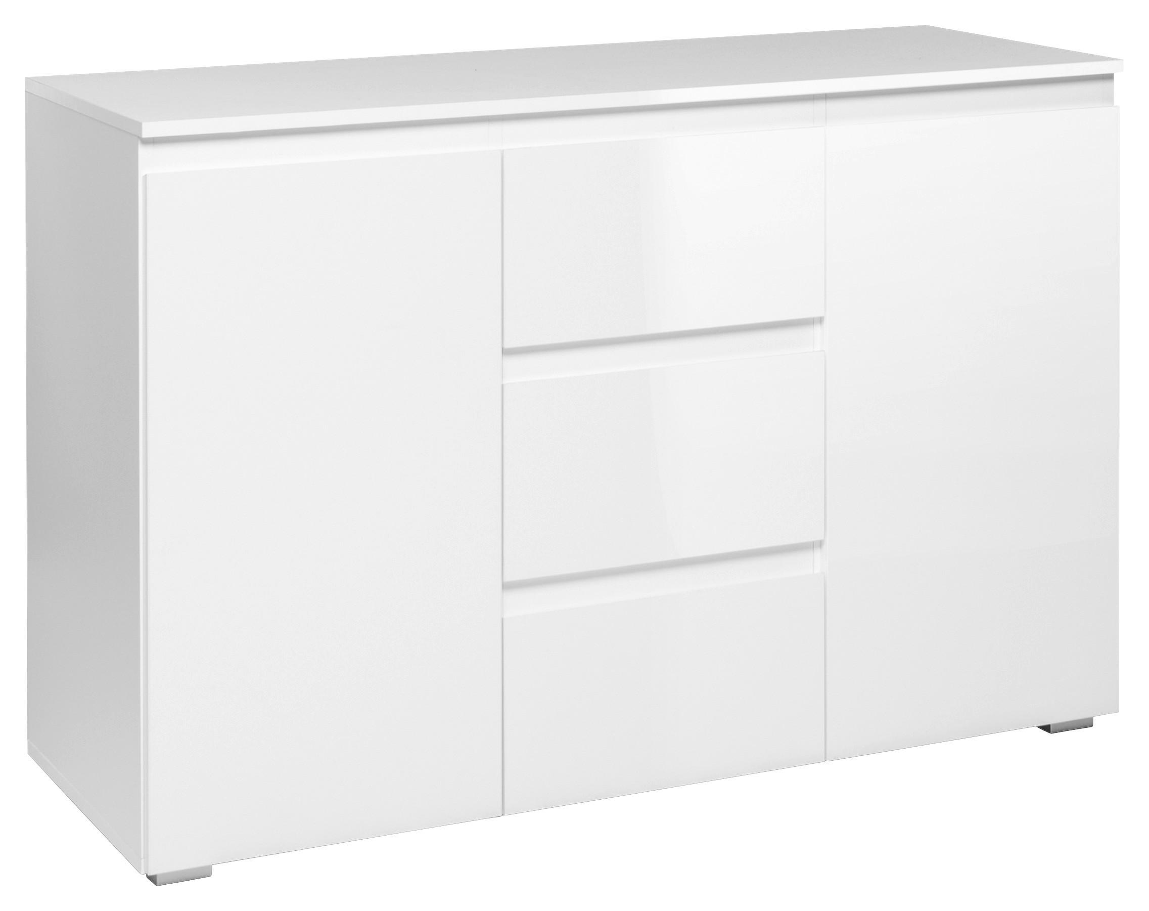 Kommode Capetown Melamin Weiß, B: 120 Cm - Silberfarben, Trend, Holzwerkstoff (120/80,5/40cm)