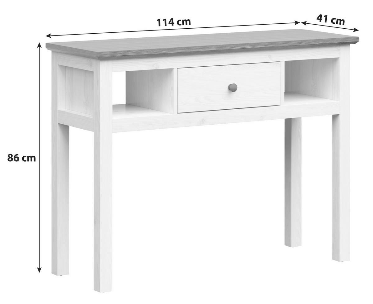 Schminktisch Bondy Kiefer Dekor/Weiß B: 114 cm mit Lade - Lärchefarben/Graphitfarben, KONVENTIONELL, Holzwerkstoff (114/86/41cm) - MID.YOU