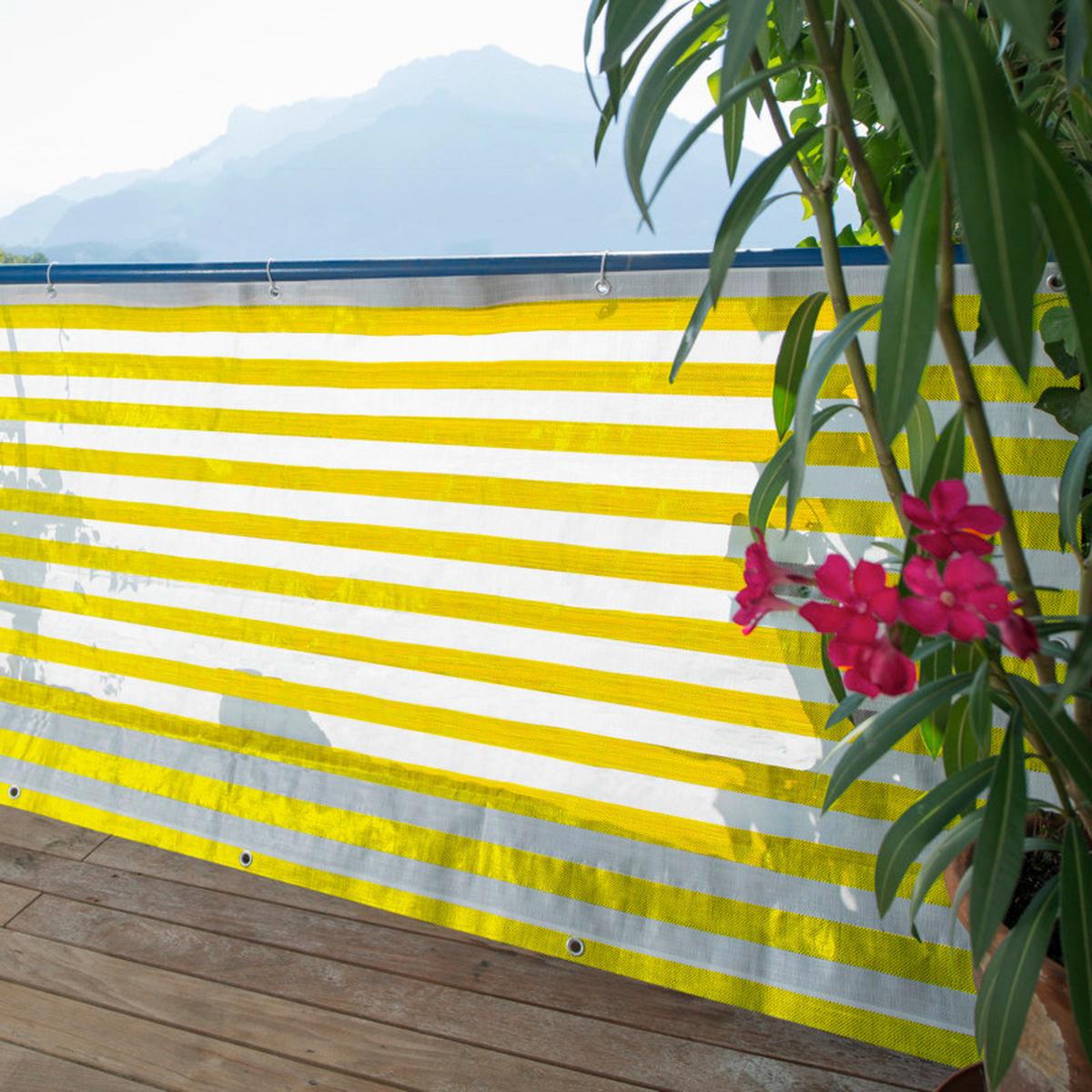 Sichtschutz Balkonblende Ibiza 0,9x5m, - Gelb/Weiß, Basics, Kunststoff (500/90cm) - Windhager