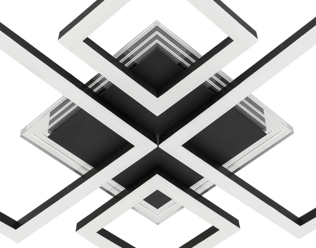 LED-Deckenleuchte Valentin - Transparent/Schwarz, MODERN, Kunststoff/Metall (62,5/45/6,5cm) - Luca Bessoni