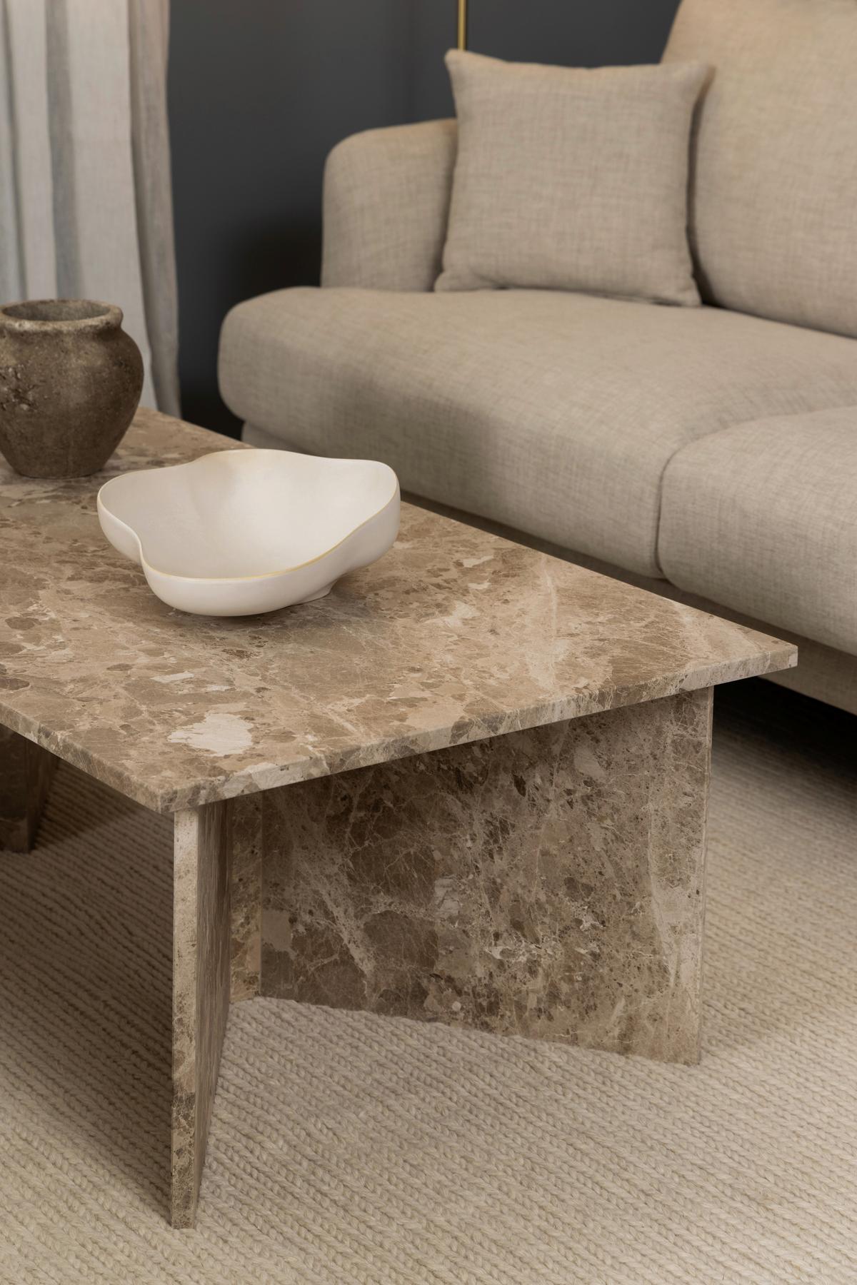 Couchtisch Vega Creme B: 70 cm - Creme, Design, Stein (140/70/42cm) - Livetastic