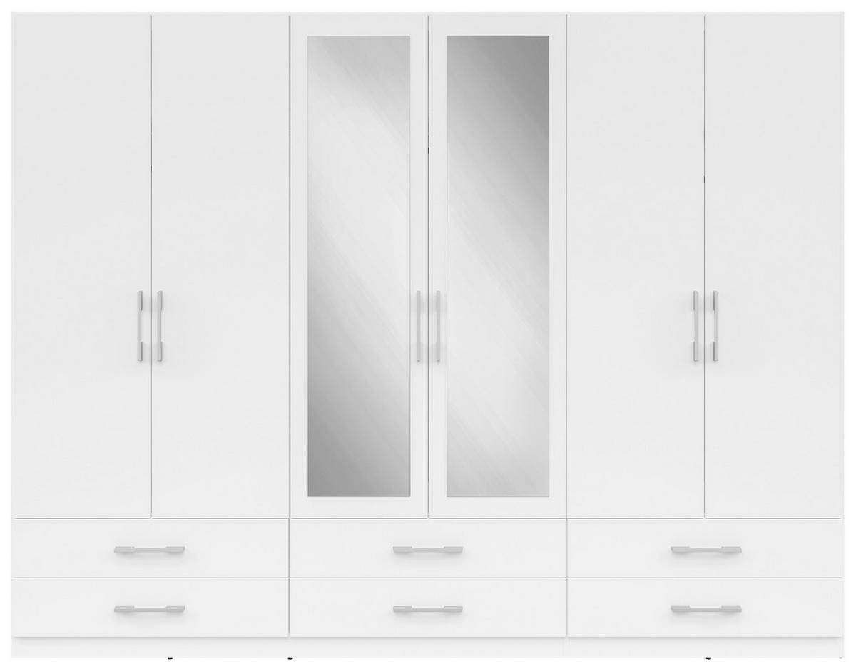 Drehtürenschrank Mit Schubladen 270 Cm Herford - Weiß, MODERN, Glas/Holzwerkstoff (270/210/54cm)