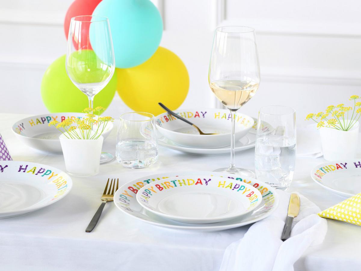 Tafelservice Happy Birthday Multicolor - Multicolor, Basics, Keramik - Creatable