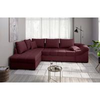 Eckschlafsofa Alvito Bordeaux S: 202x298 Cm - Bordeaux/Schwarz, MODERN, Textil (202/298cm) - MID.YOU