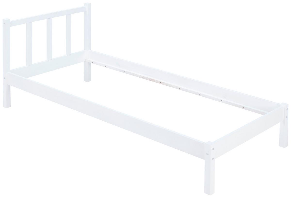 Massivholzbett Maren Ohne Lattenrost 90x200cm Weiß - Weiß, Basics, Holz (90/200cm)