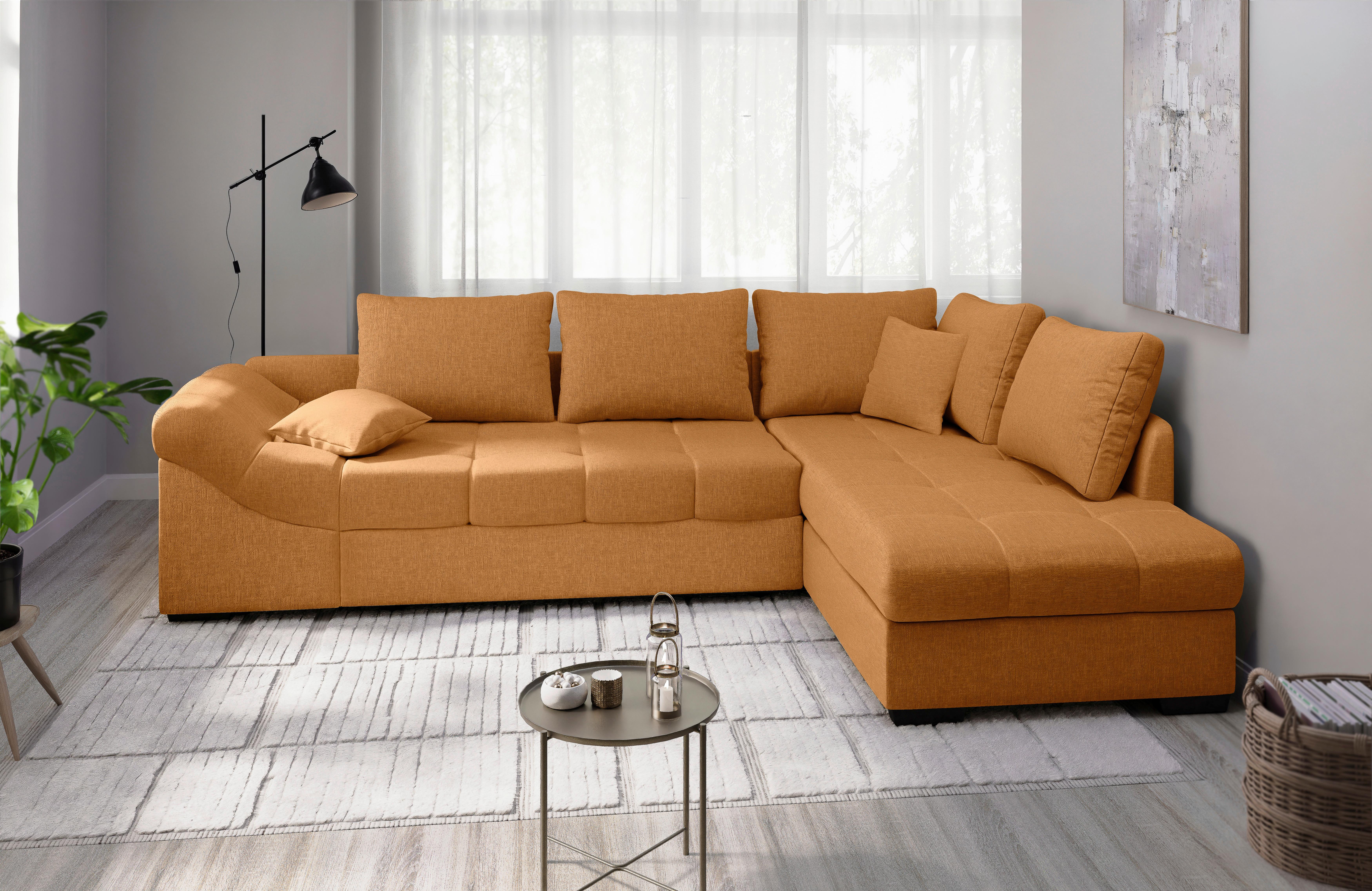 Eckschlafsofa Alvito Goldfarben S: 298x202cm - Goldfarben/Schwarz, MODERN, Textil (298/202cm) - MID.YOU