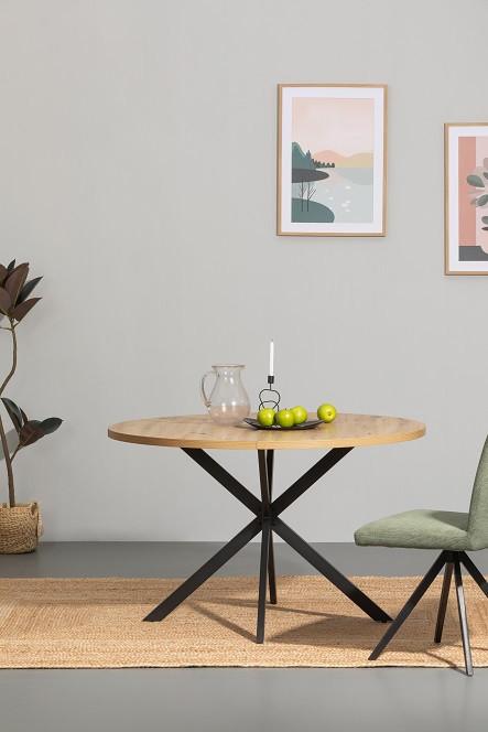 Esstisch Rund Monte 120x75 Cm Schwarz/eichefarben - Eichefarben/Schwarz, MODERN, Holzwerkstoff/Metall (120/120/75cm) - MID.YOU