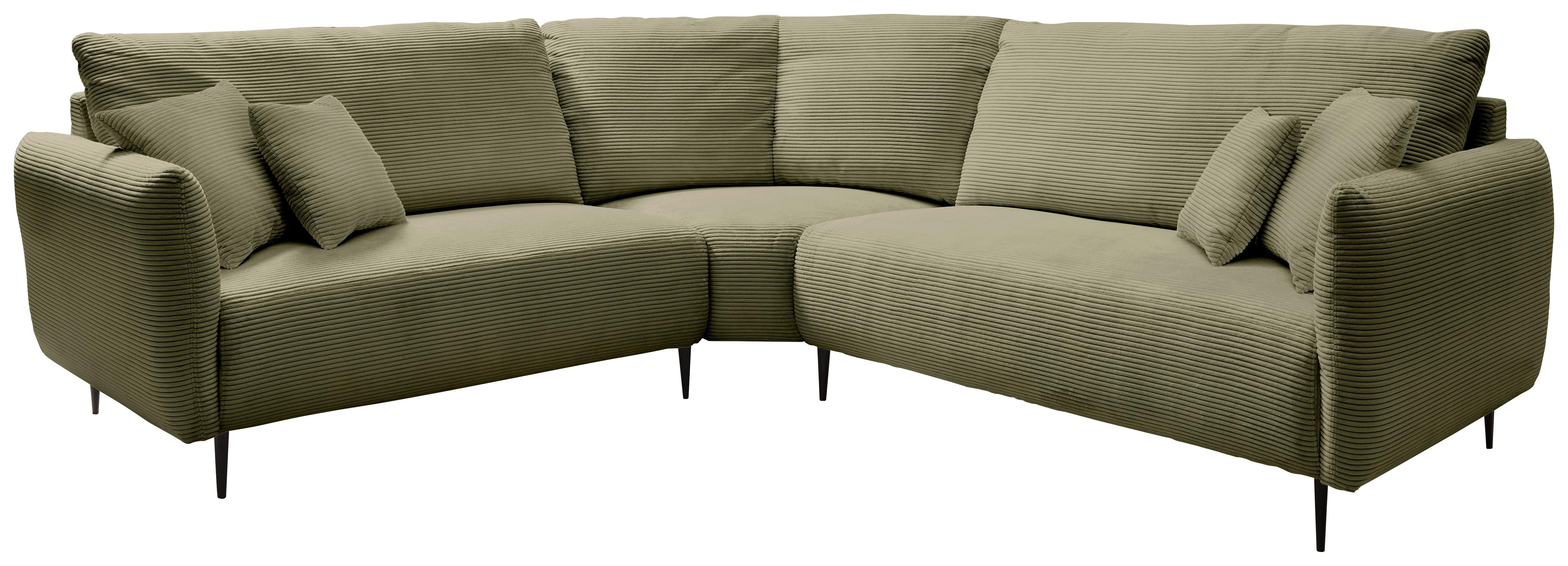 Ecksofa Vanilla mit Armteil- Verstellung, Olivgrün, 256x256 - Schwarz/Olivgrün, Design, Textil (256/256cm) - Livetastic
