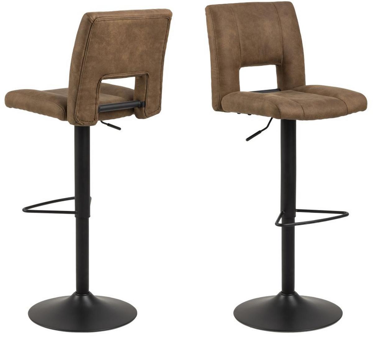 Barhocker höhenverstellbar mit Lehne Sylvia Hellbraun - Hellbraun/Schwarz, Design, Textil/Metall (41,5/94-115/52cm) - Carryhome