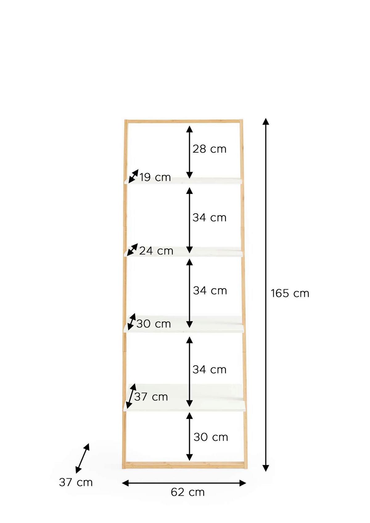 Standregal Bambus/weiß B: 61,3 Cm - Eichefarben/Weiß, Design, Holzwerkstoff (61,3/164/36,5cm) - MID.YOU