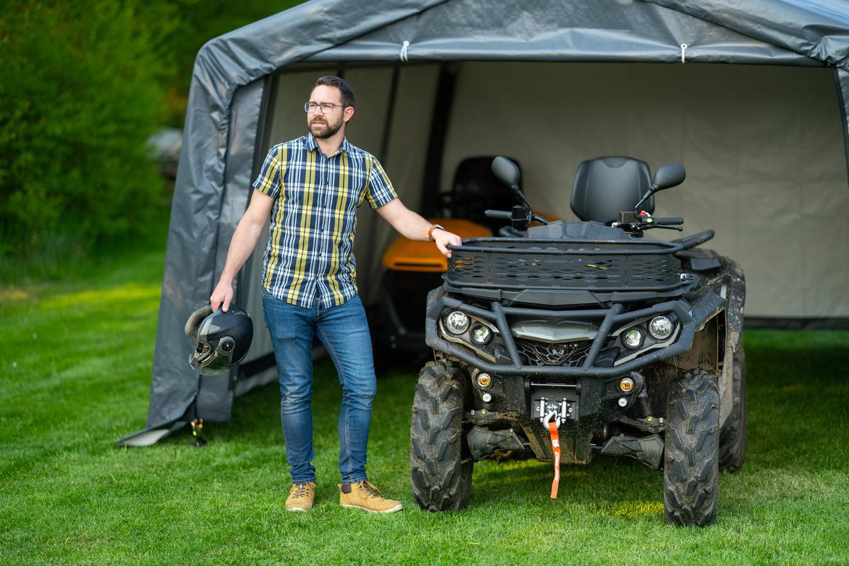 Zeltgarage Weidezelt Garage 18 M² - Grau, Basics, Kunststoff (370/260/490cm)