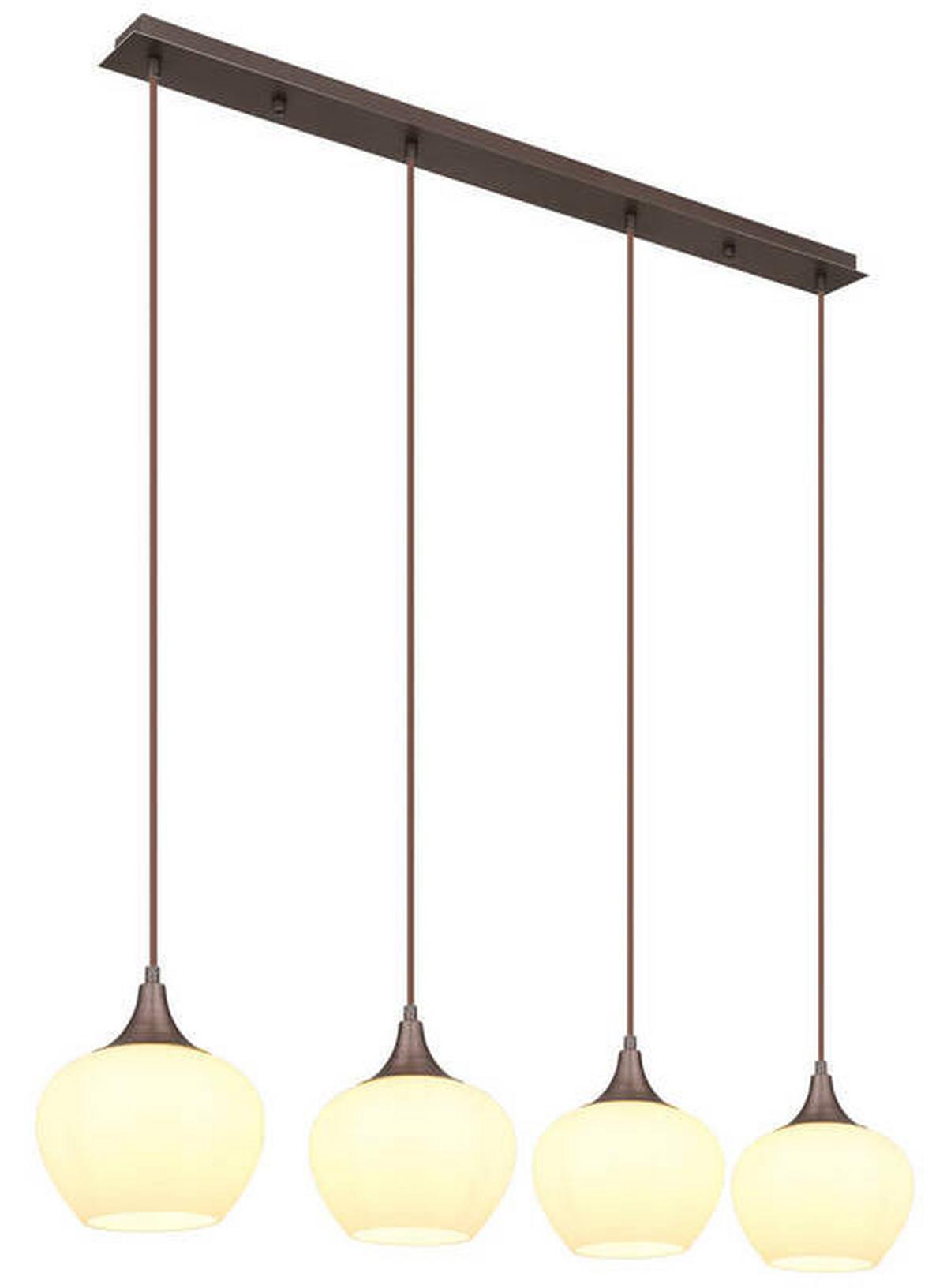 Hängeleuchte 15548-4hc - Opal/Schwarz, KONVENTIONELL, Glas/Textil (100/18/120cm) - Globo