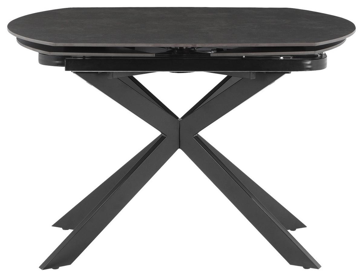 Esstisch Senna Grau/Schwarz L: 120-180 cm - Schwarz/Grau, MODERN, Stein/Metall (120-180/90/75.5-79cm) - P & B