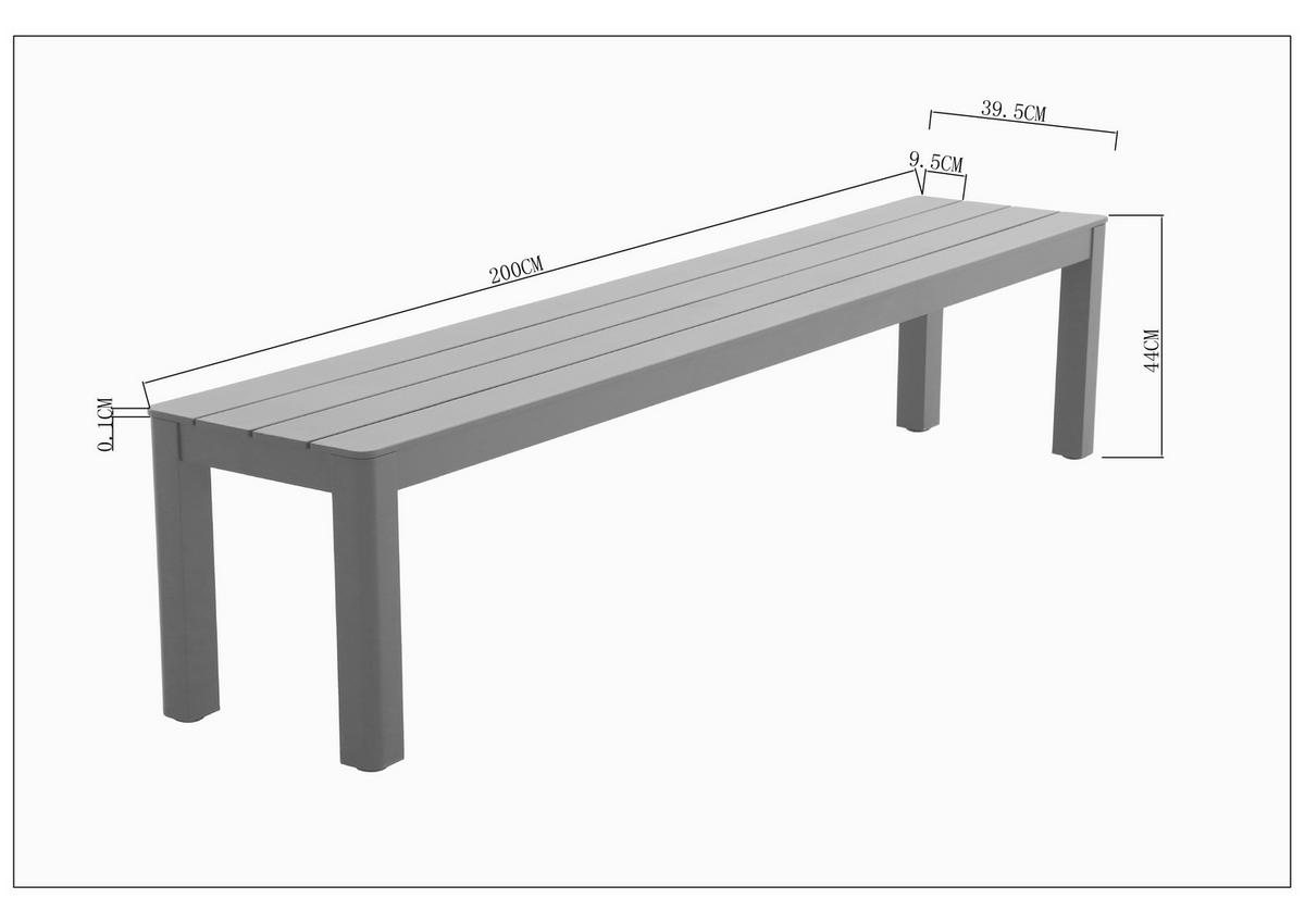 Gartenbank Bogota - Dunkelgrau, Trend, Metall (200/44/39.5cm) - Beldano