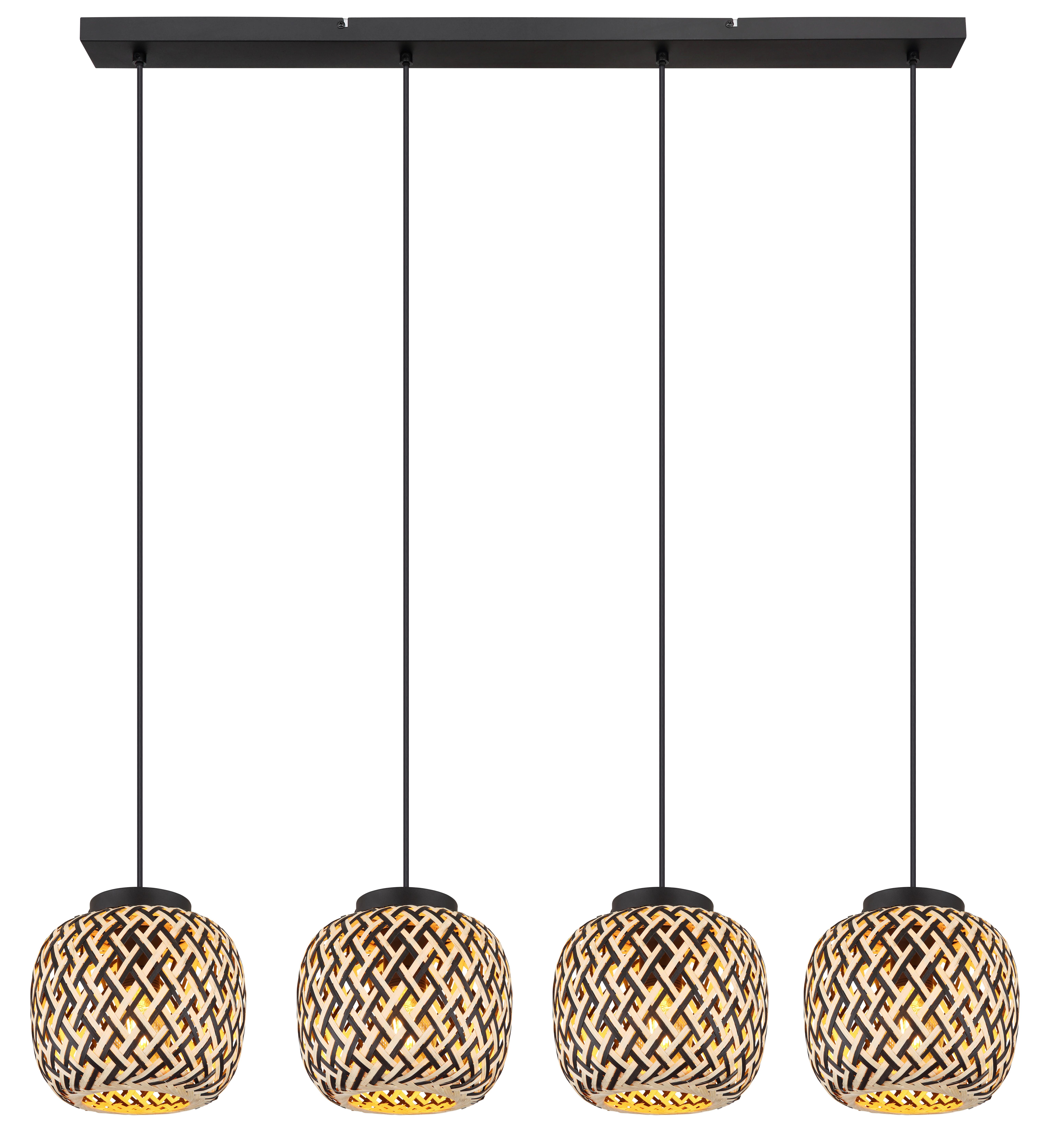 Hängeleuchte 15766-4h Colly - Schwarz/Naturfarben, Natur, Naturmaterialien/Kunststoff (100/20/120cm) - Globo