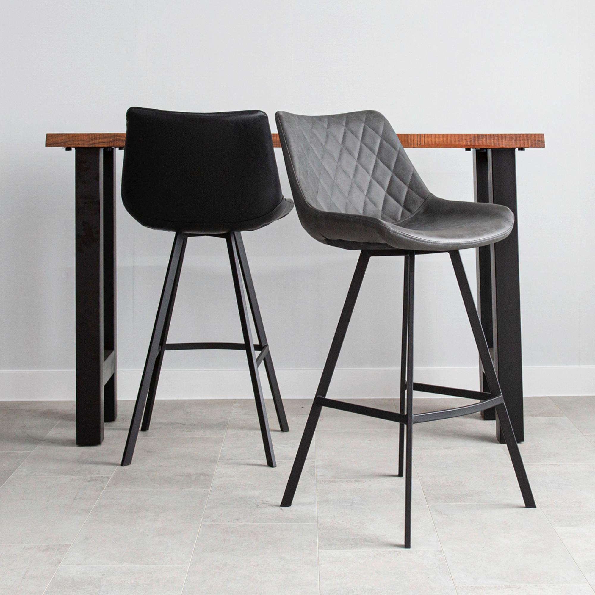 Barhocker-Set Bowie - Anthrazit/Schwarz, KONVENTIONELL, Textil/Metall (50/102/55cm) - MID.YOU