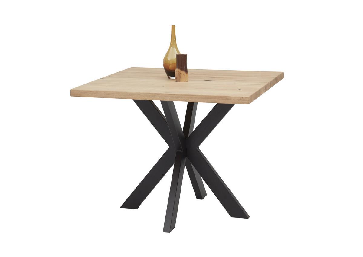 Esstisch Micky - Eichefarben/Schwarz, KONVENTIONELL, Holz/Metall (100/100/76cm) - MID.YOU