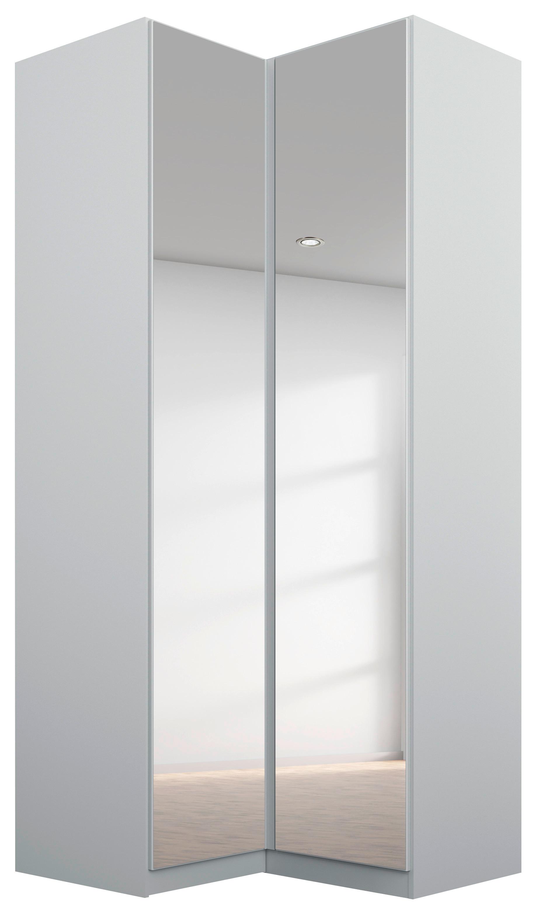Eckschrank Mit Spiegel 100 Cm Alabama, Seidengrau - Silberfarben/Hellgrau, MODERN, Holzwerkstoff (100/229/102cm)