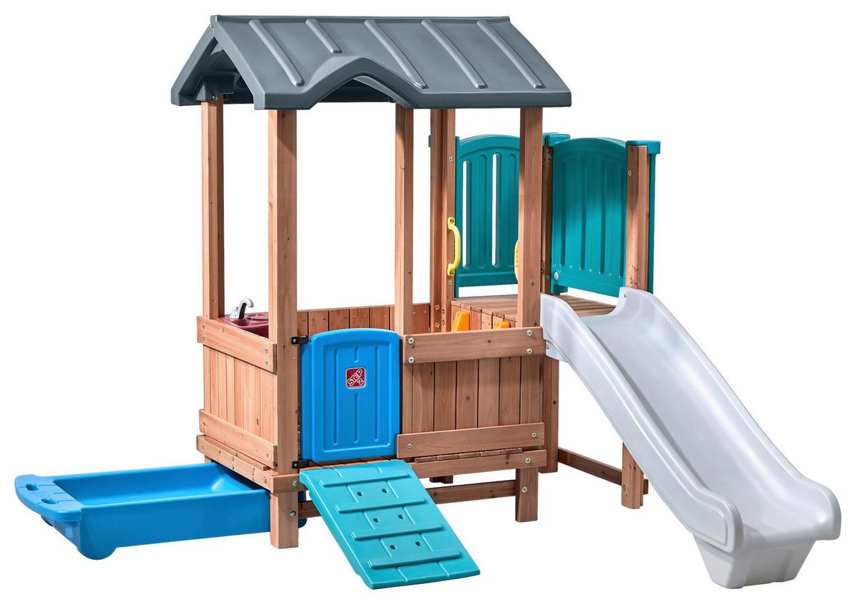 Spielhaus 4906kr - Blau/Braun, KONVENTIONELL, Holz/Kunststoff (165,7/185/214cm) - Ambia Garden