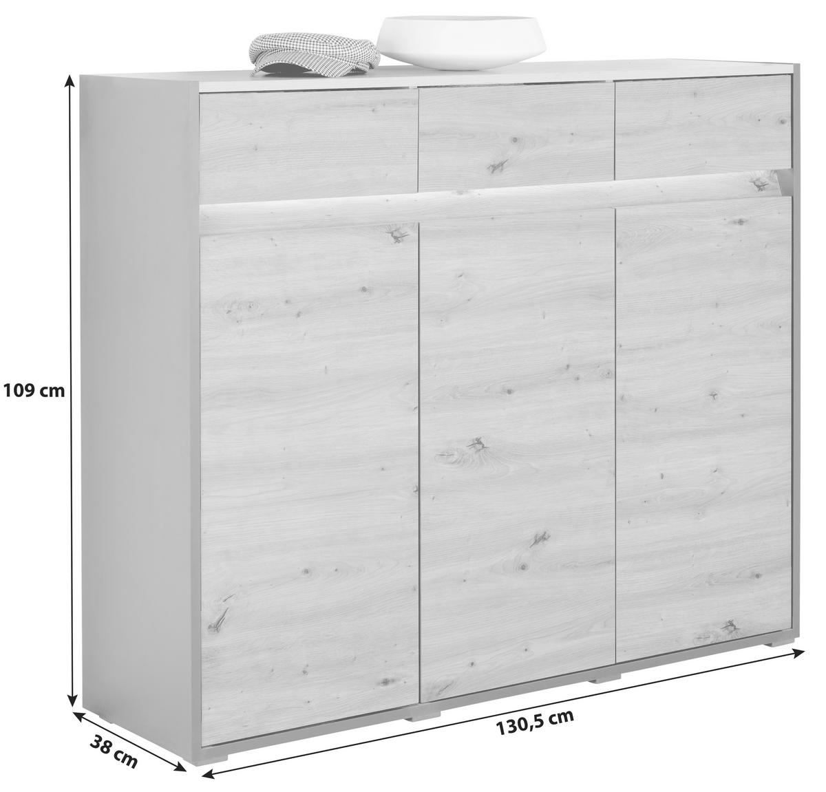 Komód Welcome 130/109 Cm - Modern, faalapú anyag (130,5/109/38cm)