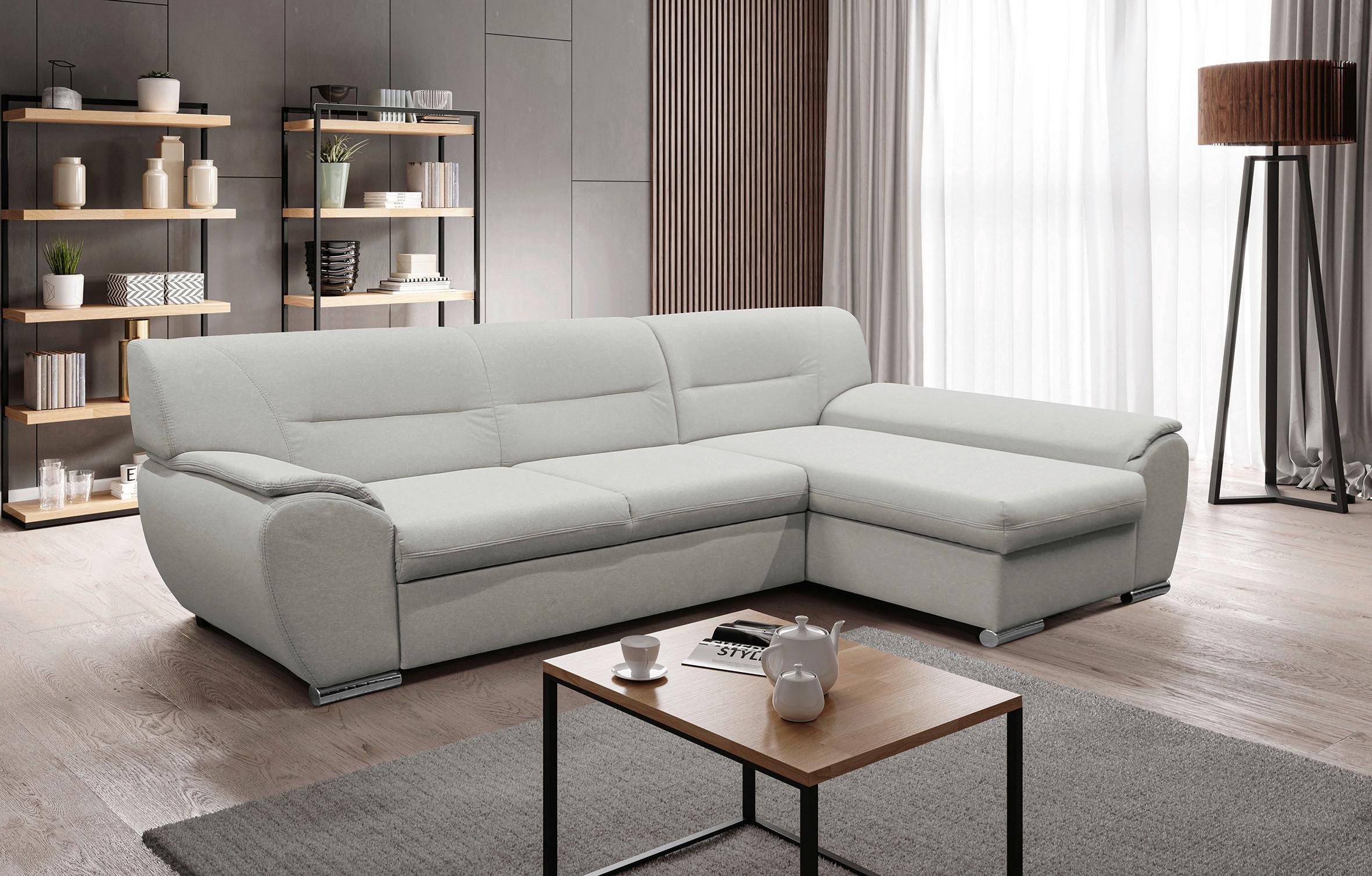 Veratti New Beige Inkl. Schlaffunktion Ottomane Rechts - Beige/Silberfarben, Design, Textil (281/167cm) - MID.YOU