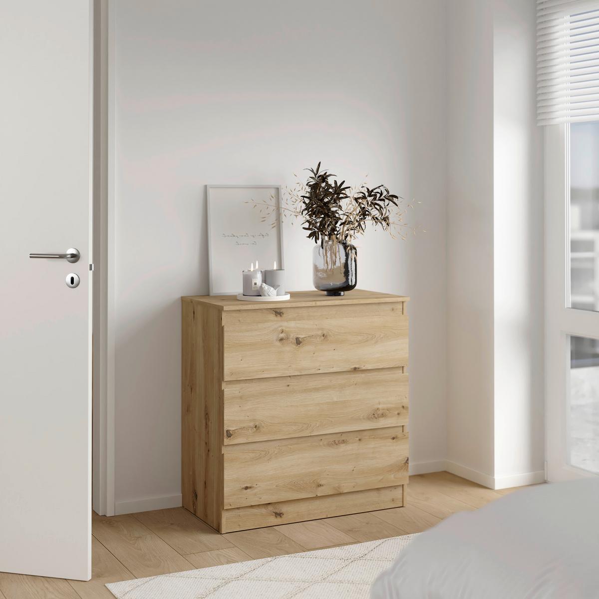 Komoda MARA 3 dub Artisan - dub artisan, Konventionell, drevo (77/80/42cm) - Mömax