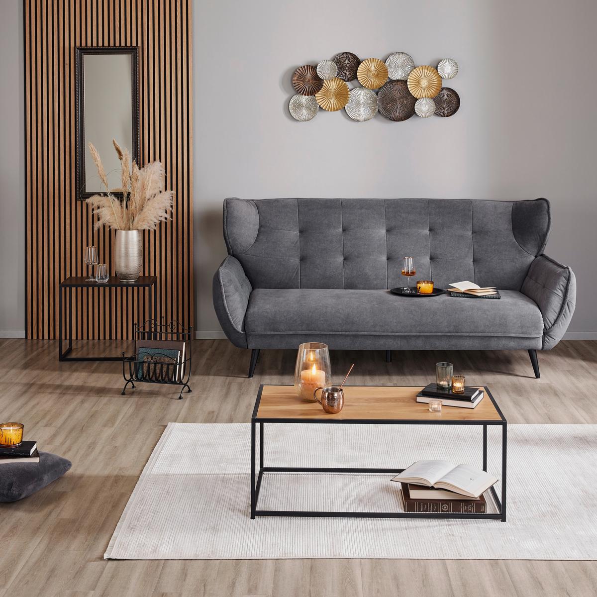 Trojmiestna pohovka PESCARA, antracitová - čierna/antracitová, Modern, textil (221/105/98cm)