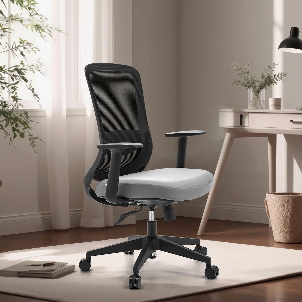 DREHSTUHL Sedito Grau/Schwarz B: 70cm - Schwarz/Grau, MODERN, Kunststoff/Textil (70/112/61cm) - MID.YOU