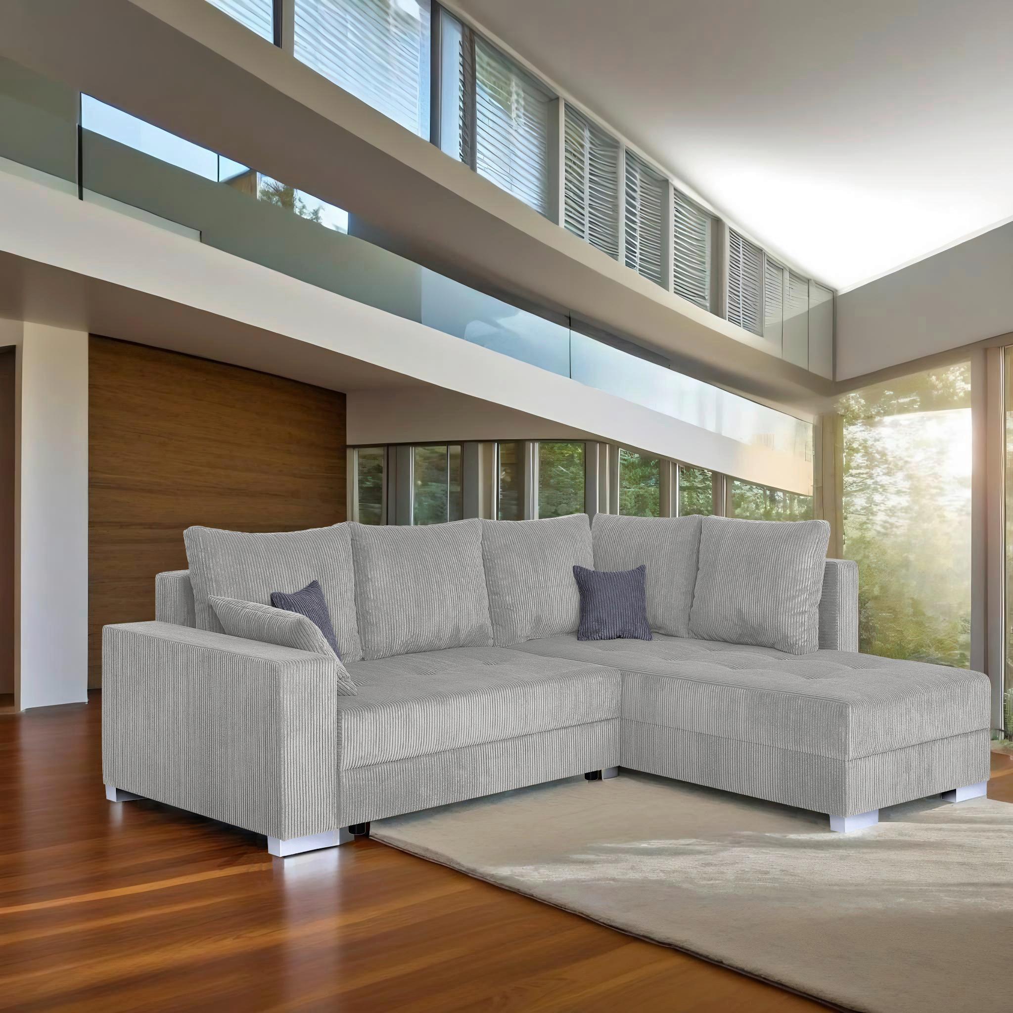 Ecksofa Lars Taupe S: 260x218 cm - Taupe/Chromfarben, Design, Holzwerkstoff/Textil (260/218cm) - P & B