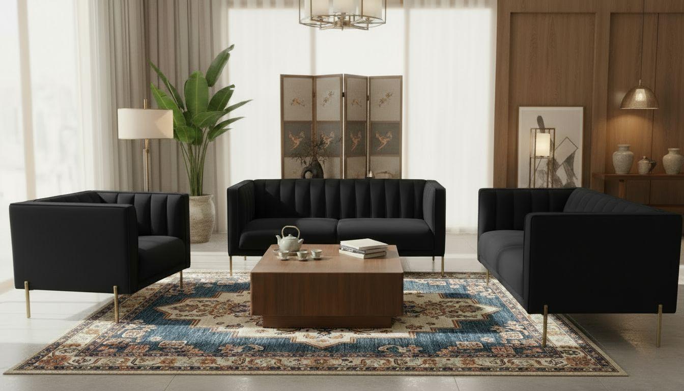 Sessel Sono - Goldfarben/Schwarz, Design, Textil (101/75/85cm) - Livetastic