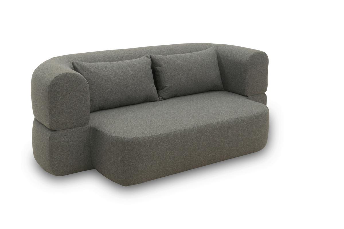 Schlafsofa Dunkelgrau B: 208 Cm - Dunkelgrau/Schwarz, Design, Textil (208/78/115cm) - MID.YOU