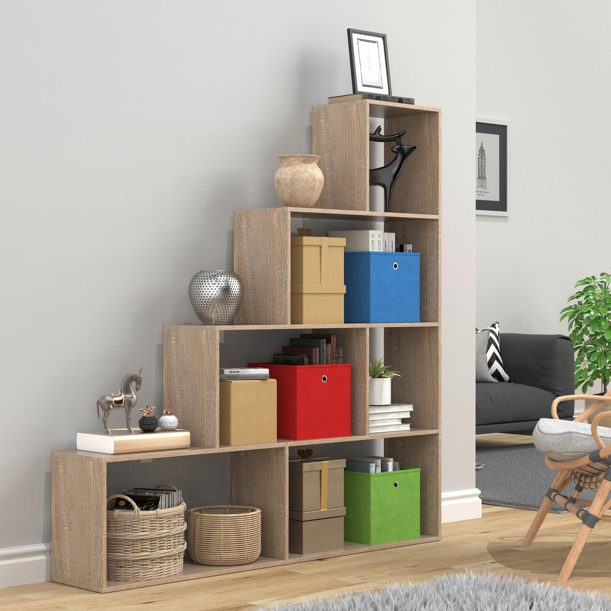 Regal Dubila Sonoma Eiche Dekor B: 155 cm - Sonoma Eiche, Basics, Holzwerkstoff (155/163/29cm) - MID.YOU