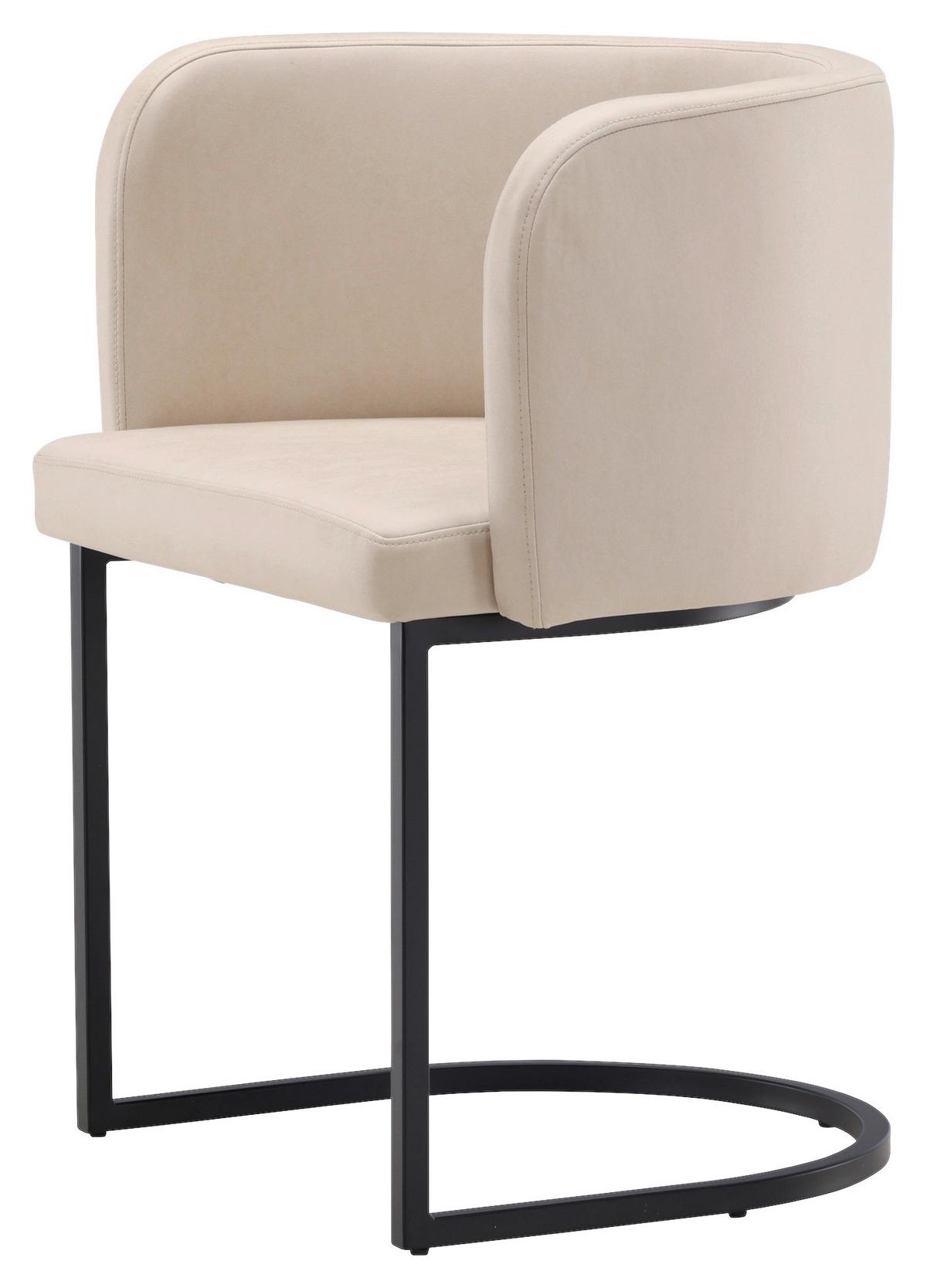 Stuhl Simrishamn - Beige/Schwarz, Design, Kunststoff/Textil (58/75/60cm) - Livetastic