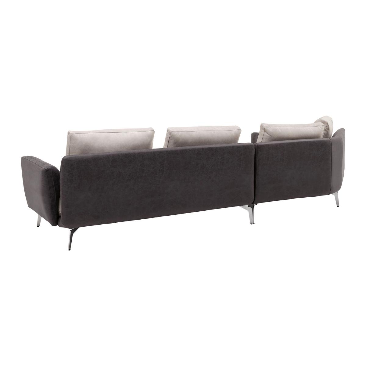 Sedacia súprava MARA - chrómová/tmavosivá, Modern, kov/drevo (351/69/163cm) - Bessagi Home