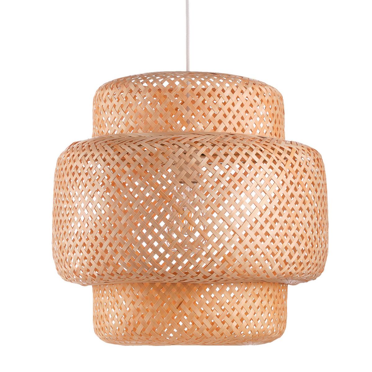 Hängeleuchte Bamboo Sandfarben L: 40 cm - Sandfarben, Basics, Holz (40/40/130cm)