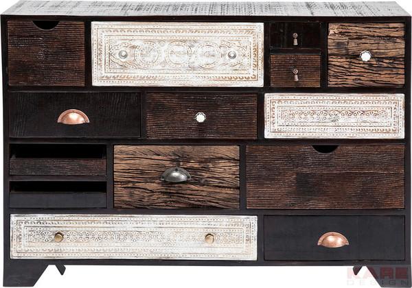 Kommode 114 Cm Finca, Braun/schwarz/weiß - Schwarz/Braun, Trend, Holz/Holzwerkstoff (114/80/35cm) - Kare-Design