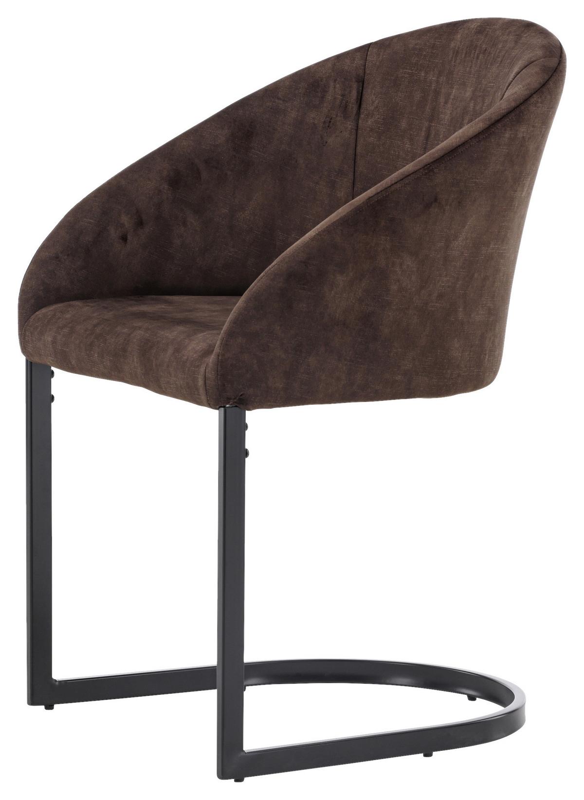 Stuhl-Set Evening - Dunkelbraun/Schwarz, Design, Textil/Metall (56/82/65cm) - Livetastic