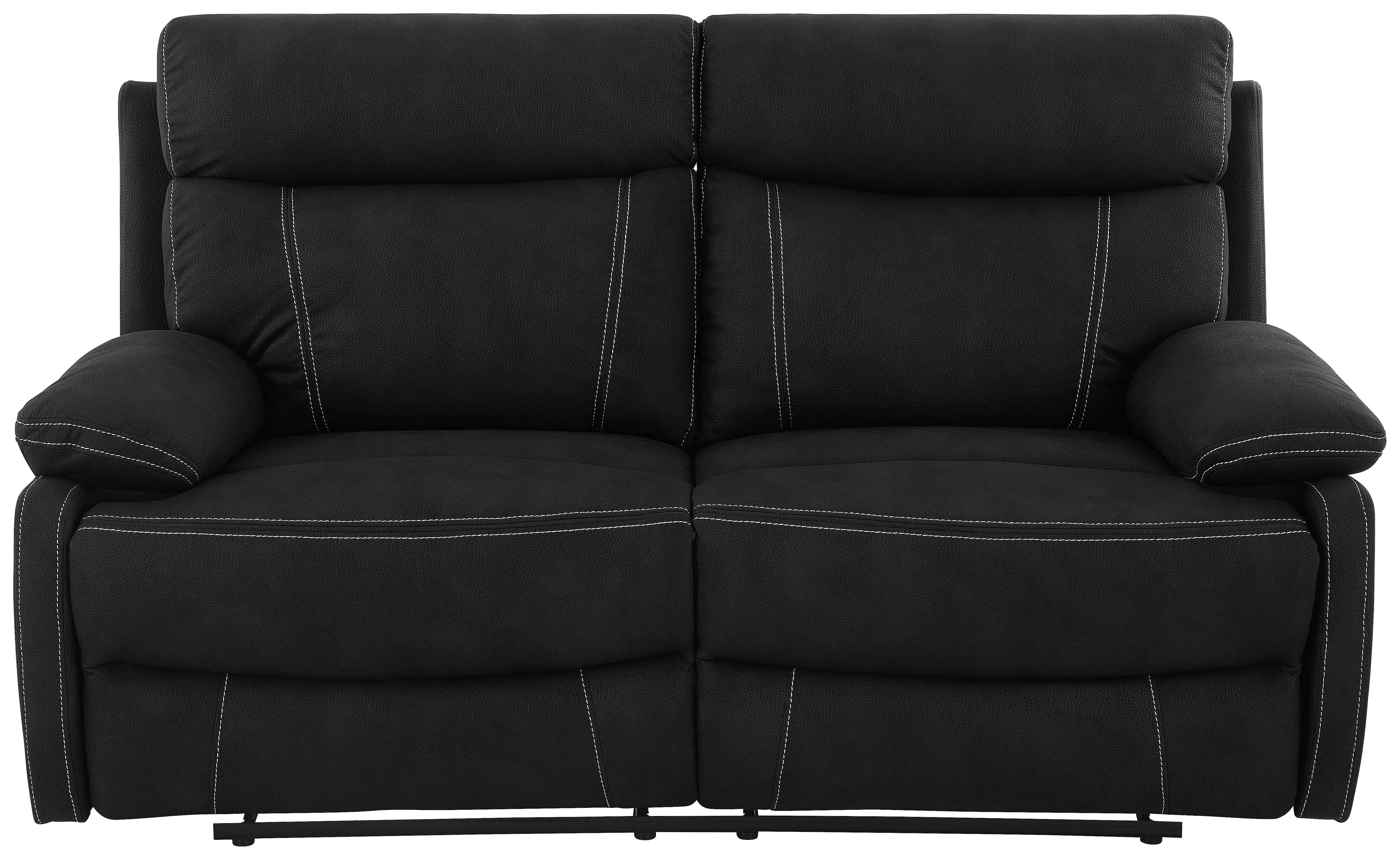 Dvoumístná pohovka EMBER, černá, s relaxační funkcí - černá, Basics, kov/dřevo (178/103/96cm) - Livetastic