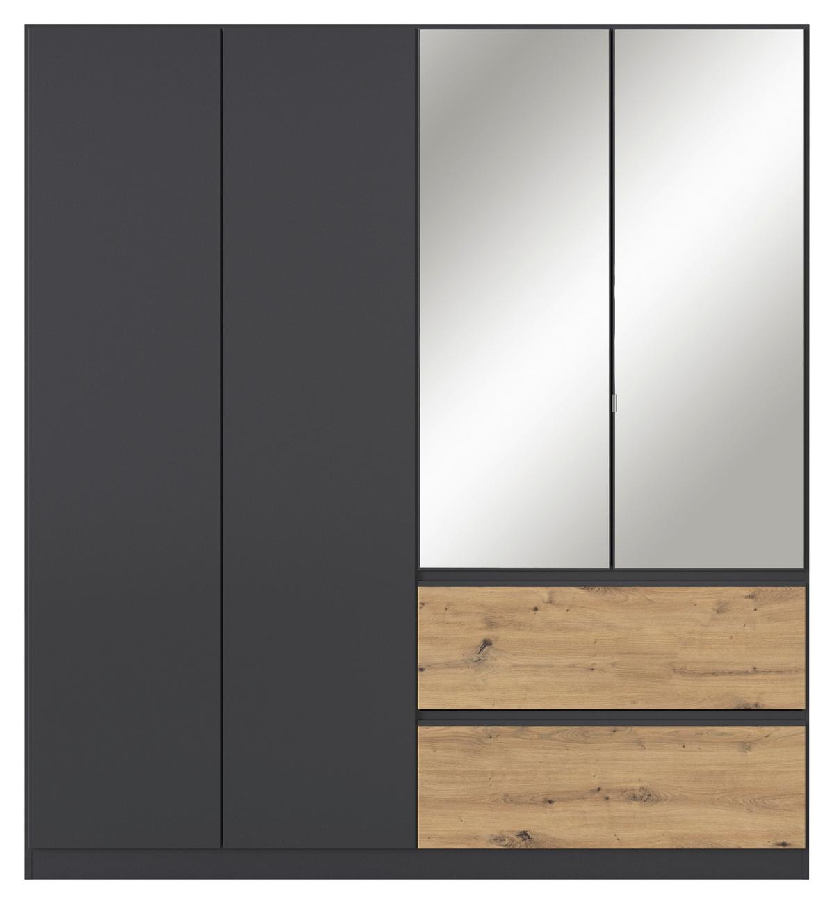 Drehtürenschrank Costa Eiche Artisan Dekor - Eiche Artisan/Grau, MODERN, Holzwerkstoff (181/197/54cm) - Rauch Möbel