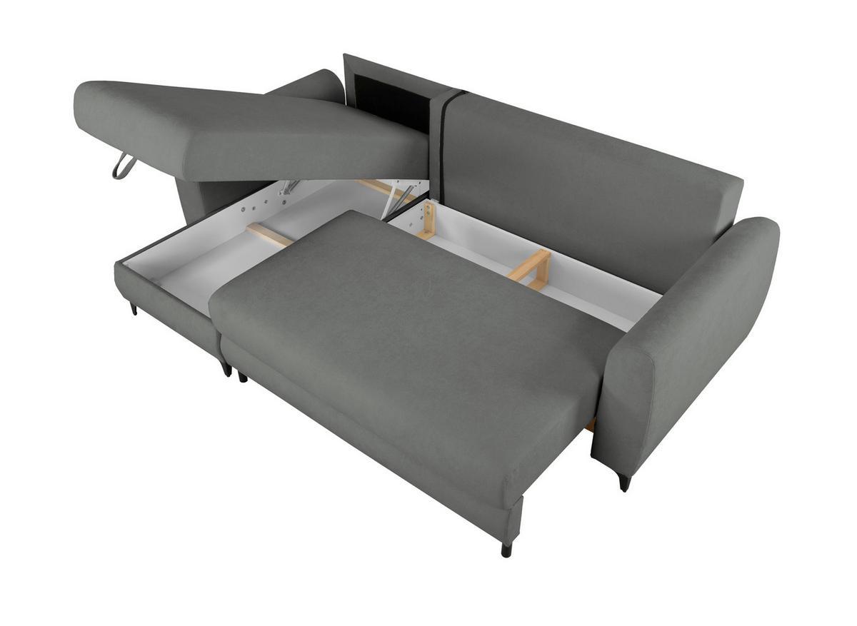 Ecksofa Moli, Dunkelgrau S: 236x148 cm - Dunkelgrau/Schwarz, Design, Textil (236/148cm) - MID.YOU