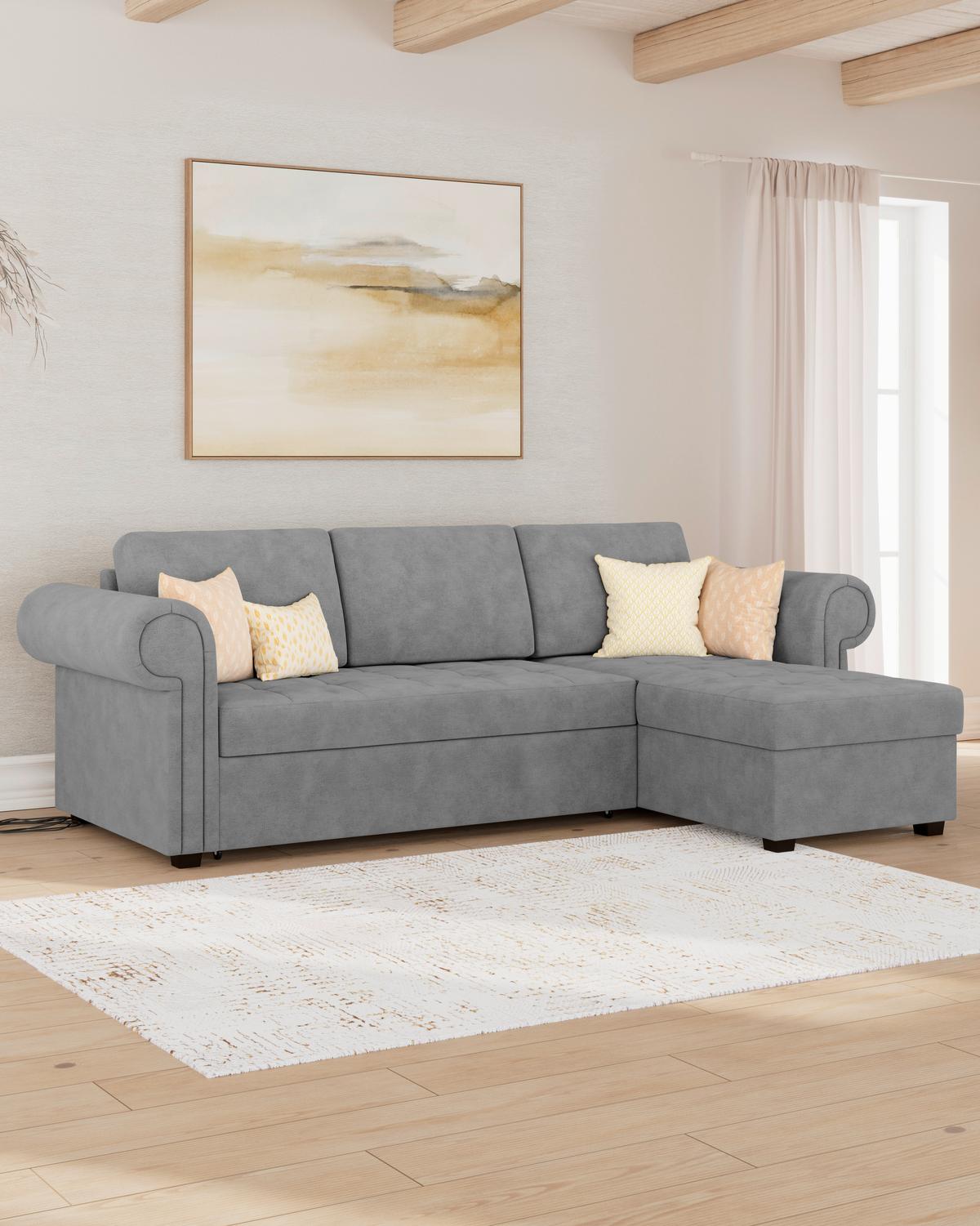 Ecksofa Oslo Grau B: 260 Cm - Grau, ROMANTIK / LANDHAUS, Textil (260/85/155cm) - James Wood