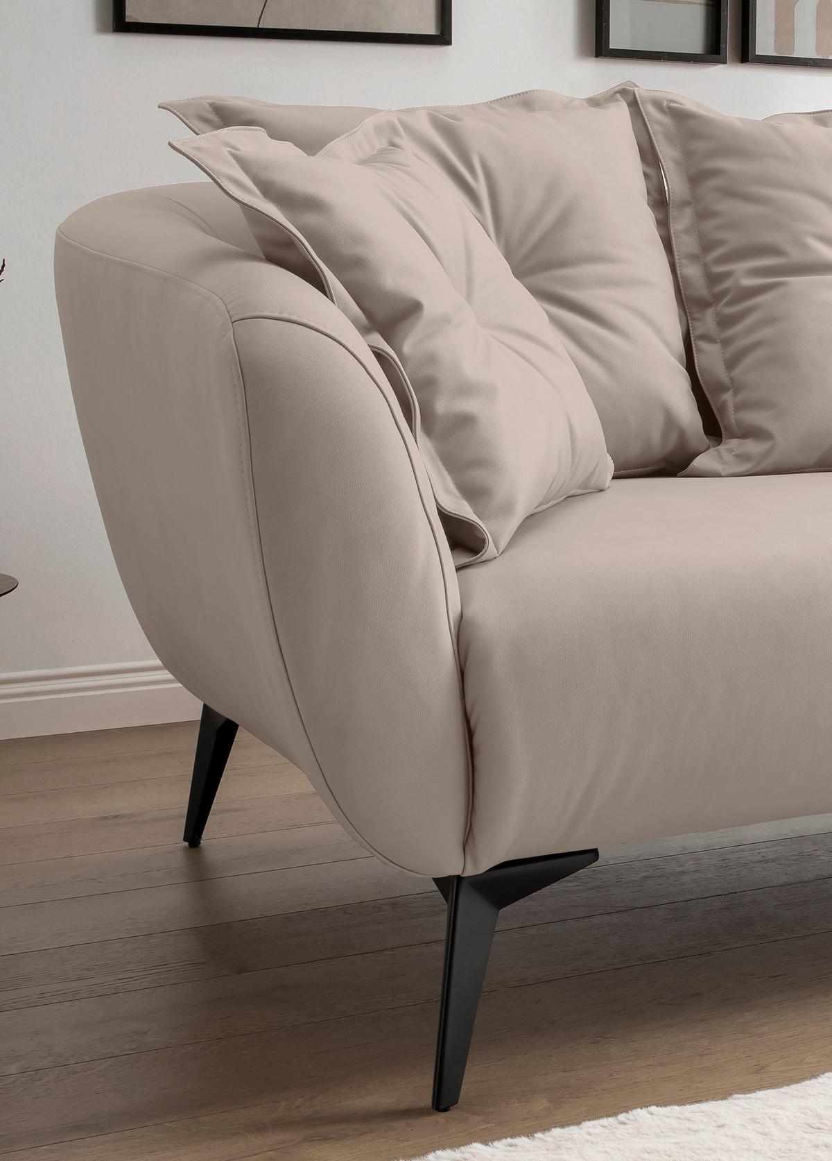 Ecksofa Baggio Beige S: 277x162 cm - Beige/Schwarz, MODERN, Textil (277/162cm) - Livetastic