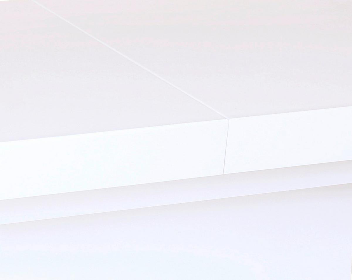 Couchtisch höhenverstellbar + ausziehbar Manchester, Weiß - Edelstahlfarben/Weiß, MODERN, Holzwerkstoff/Metall (120-160/50-78/80cm)