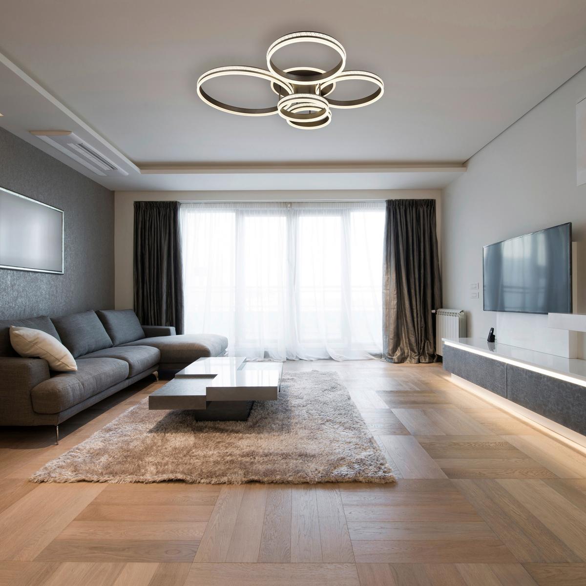 LED-Deckenleuchte 67314-120 - Klar/Titanfarben, Design, Kunststoff/Metall (114/91/21,5cm) - Globo