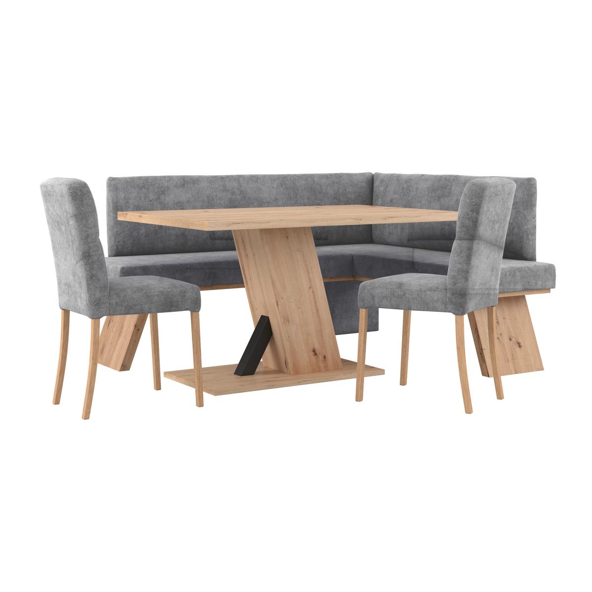 Eckbank Emma Ii Webstoff Schwarz, B: 185 Cm - Eichefarben/Schwarz, KONVENTIONELL, Holzwerkstoff/Textil (185/150cm)