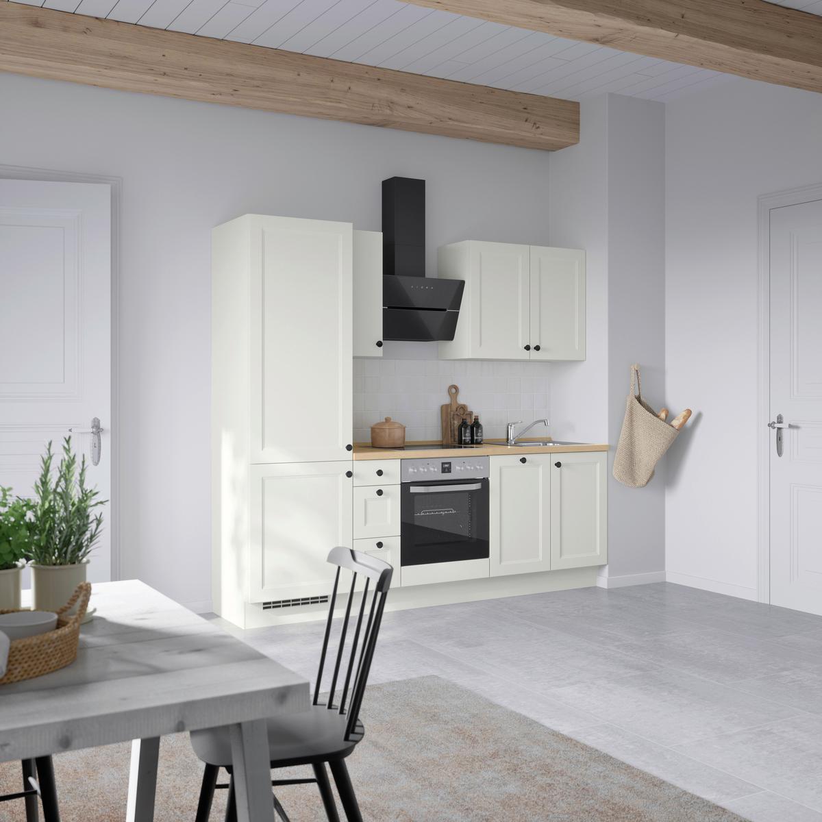 Kuchynská linka 240 cm, biela/dekor dub Sierra - čierna/biela, Modern, kov/kompozitné drevo (240cm) - Nobilia