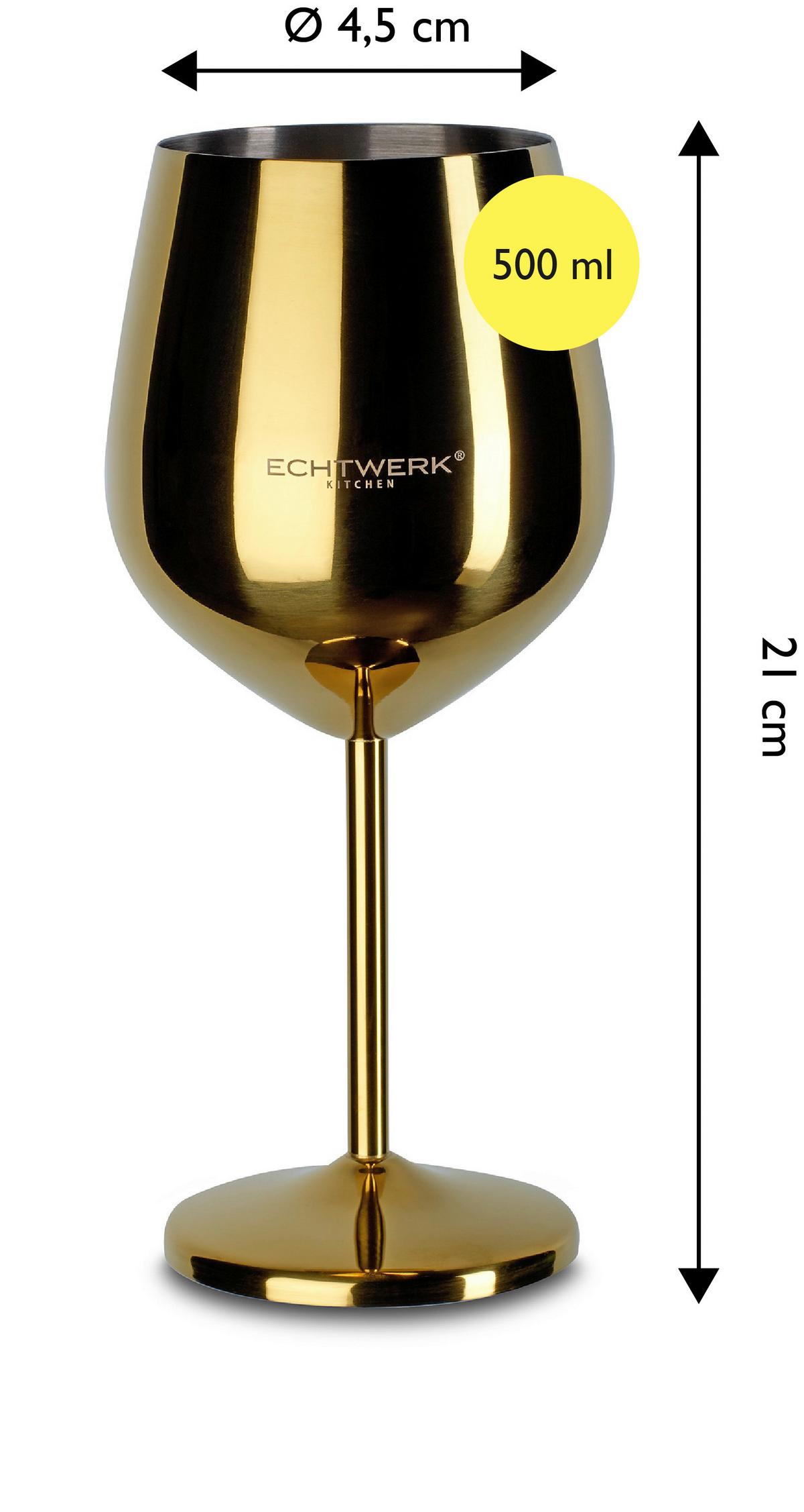 Weinglas 6er-Set Je ca. 500 ml - Goldfarben, Trend, Metall - Echtwerk