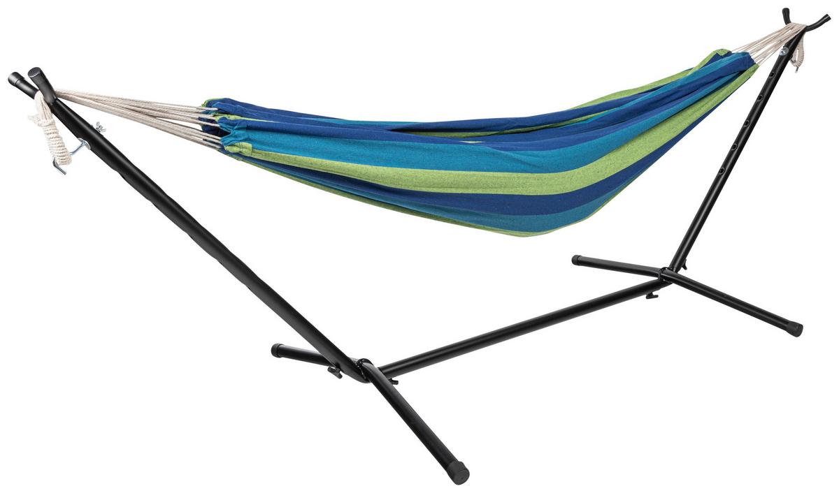 Hängematte mit Gestell Multicolor - Multicolor/Schwarz, Basics, Textil/Metall (270/120/115cm)